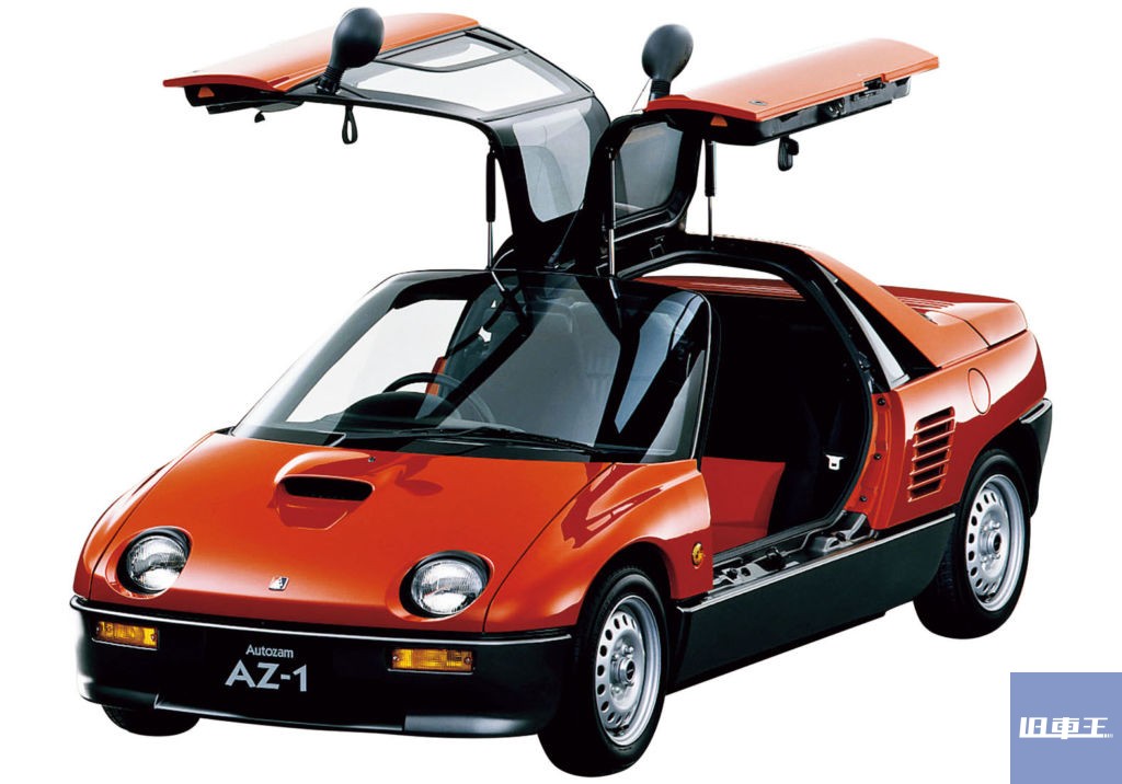 マツダオートザムAZ-1の両側ドアが上がっている