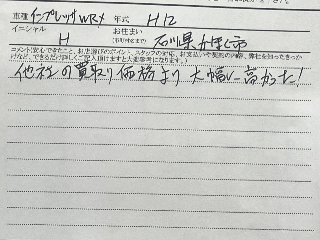 石川県 H様の愛車