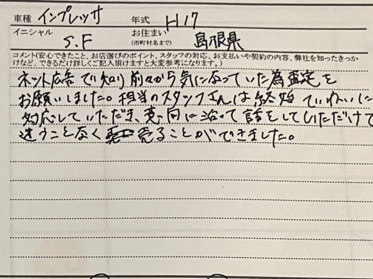 島根県 S.F様の愛車