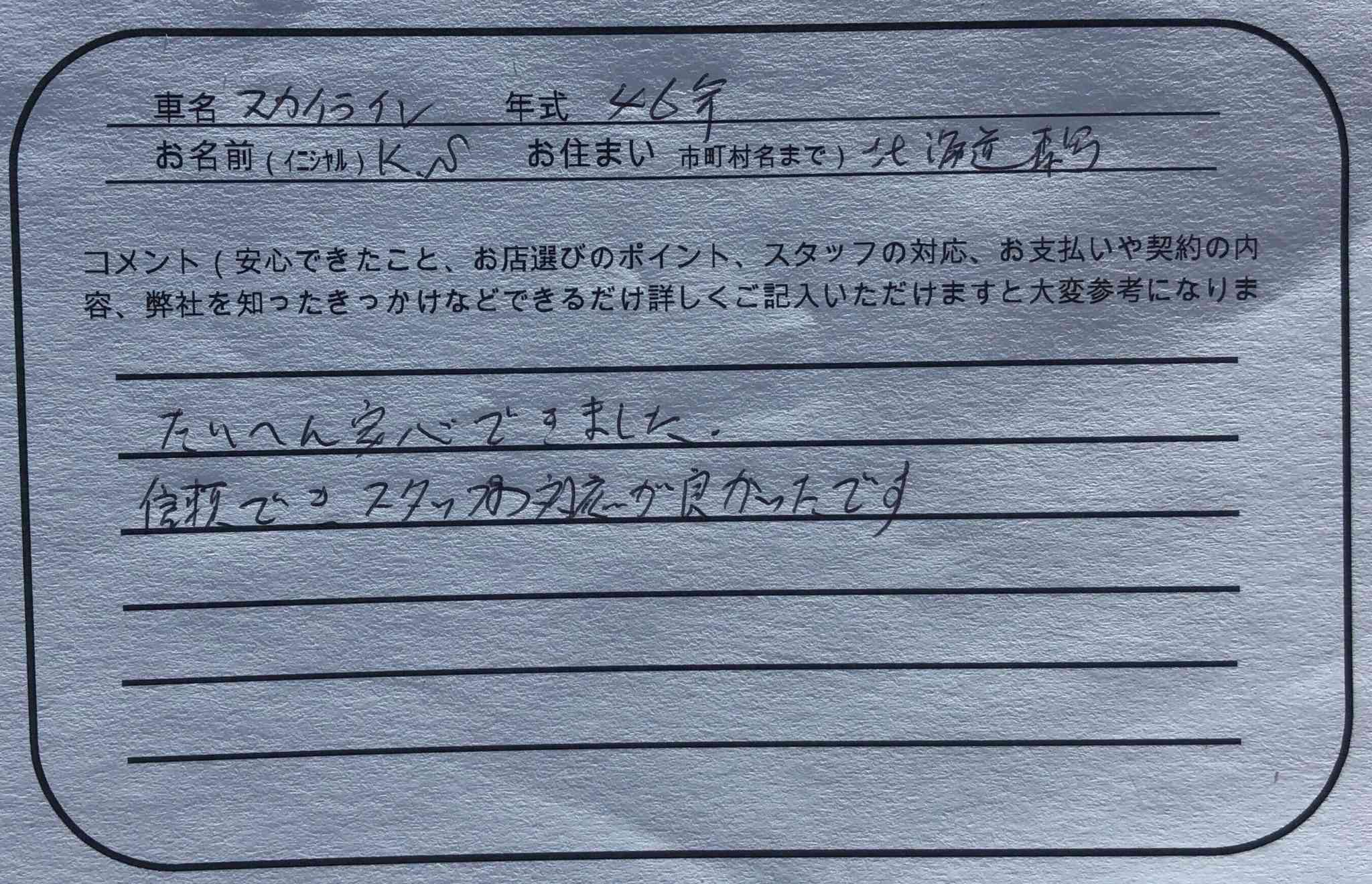 北海道 K.S様の愛車