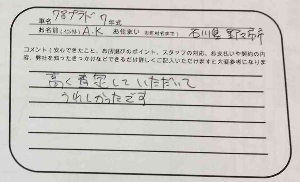 石川県 A.K様の愛車