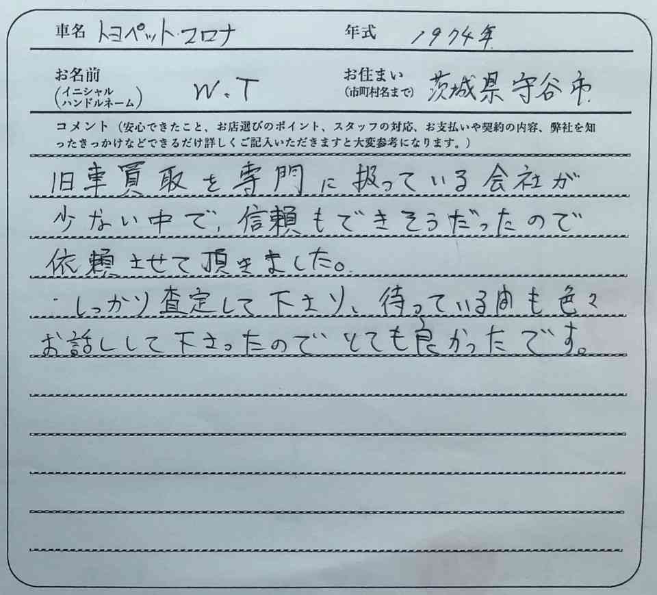 茨城県 W.T様の愛車