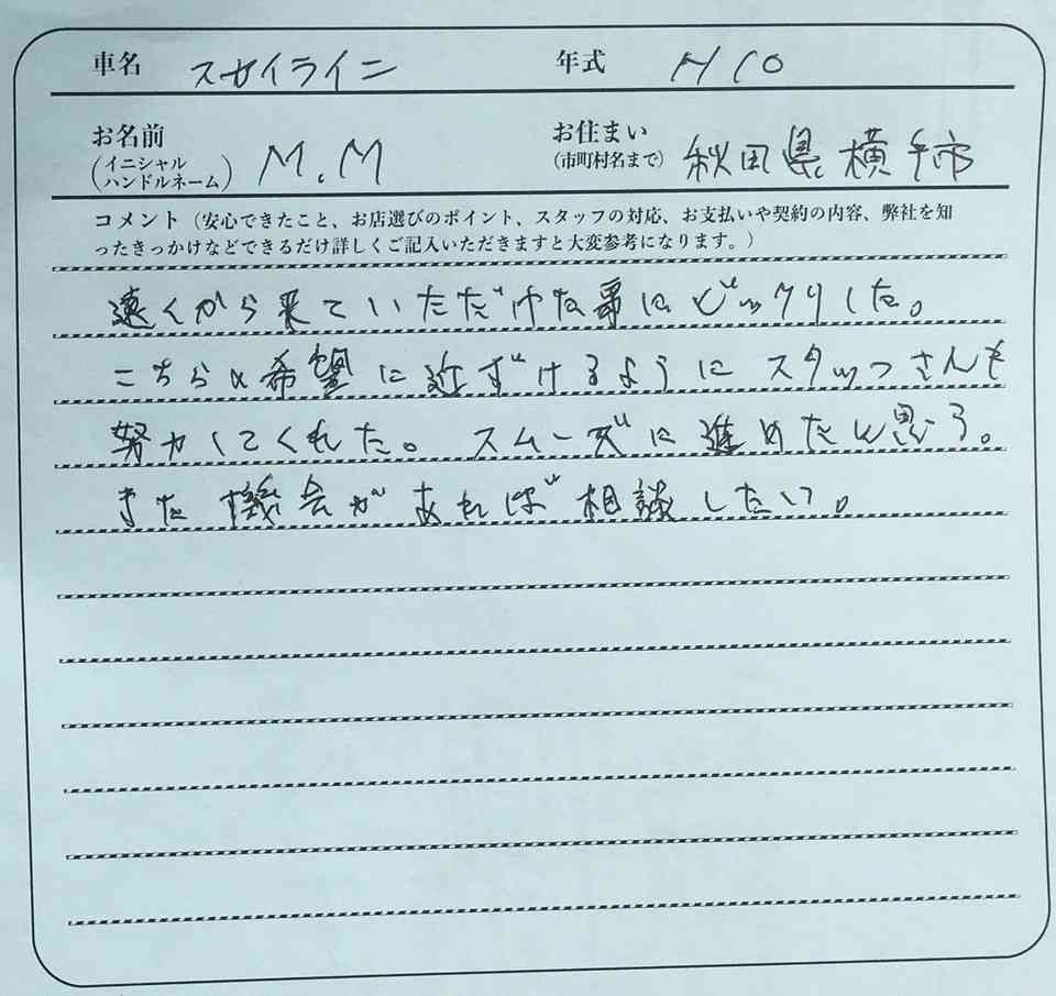 秋田県 M.M様の愛車