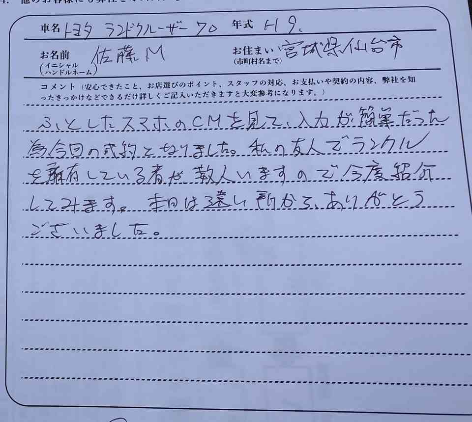 宮城県 M様の愛車