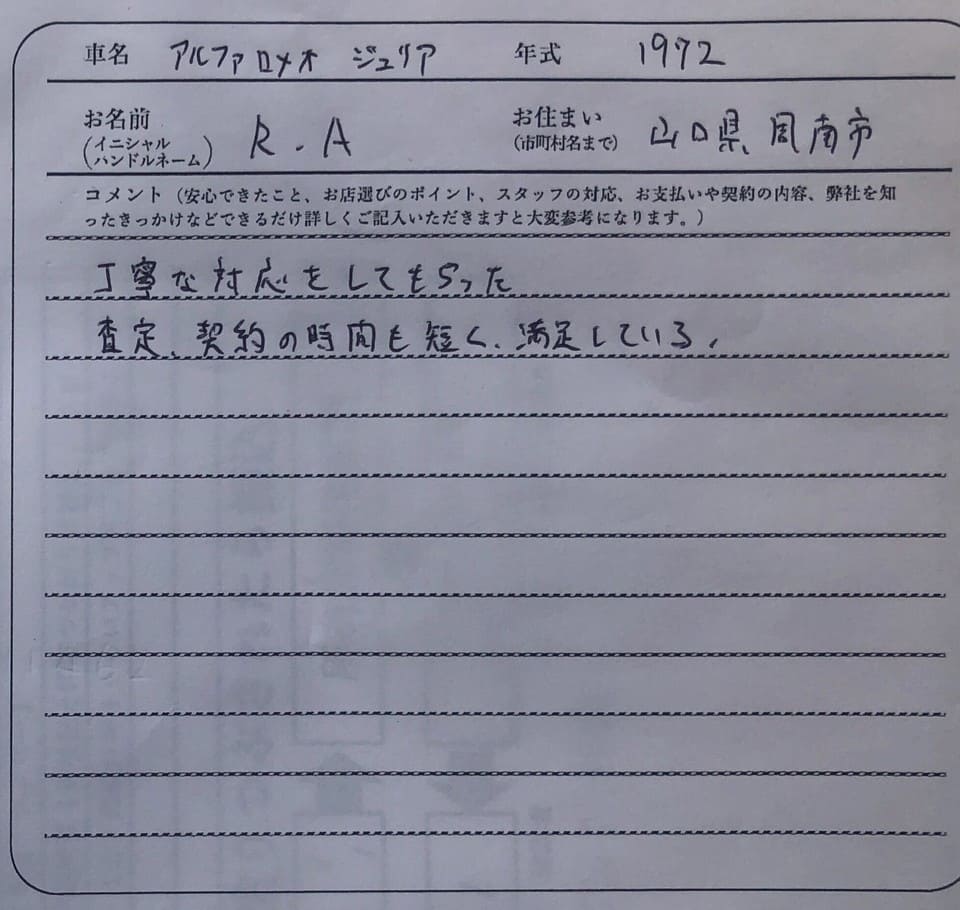 山口県 R.A様の愛車