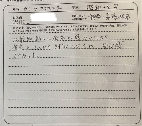 神奈川県 U様の愛車