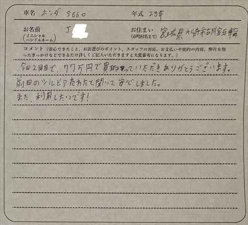 宮城県 J様の愛車