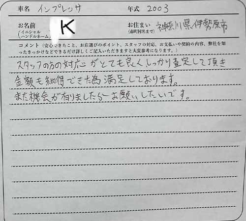 神奈川県 K様の愛車