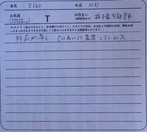 栃木県 T様の愛車