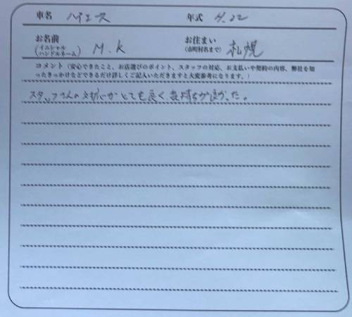 北海道 M.K様の愛車