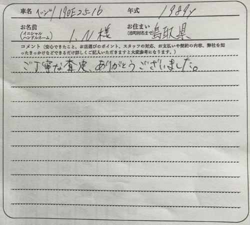 鳥取県 I.N様の愛車