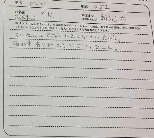 新潟県 Y.K様の愛車