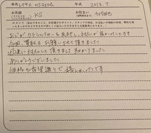 東京都 K.S様の愛車