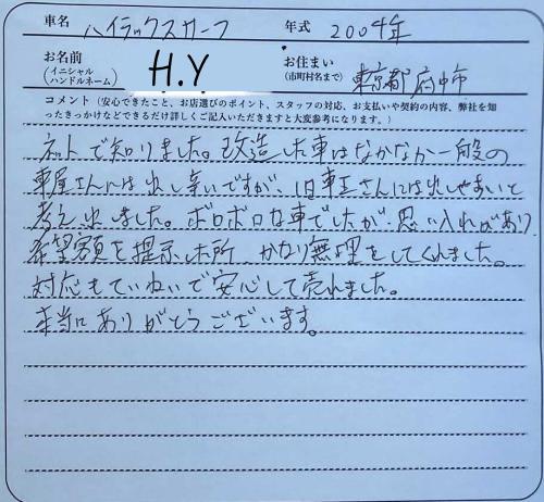 東京都 H.Y様の愛車
