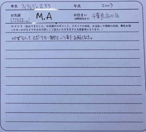 千葉県 M.A様の愛車